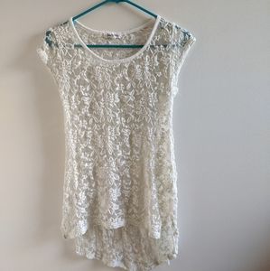Floral lace hi-lo shirt